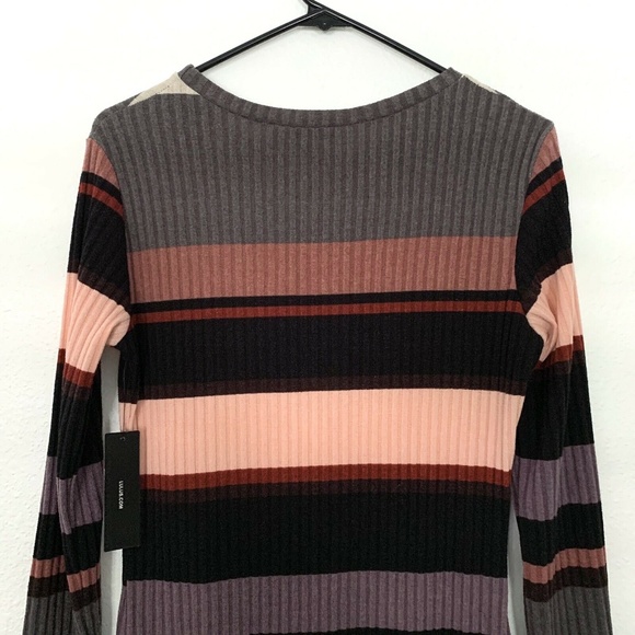 Lulus Striped Long Sleeve Ribbed Midi Dress - Picture 6 of 7